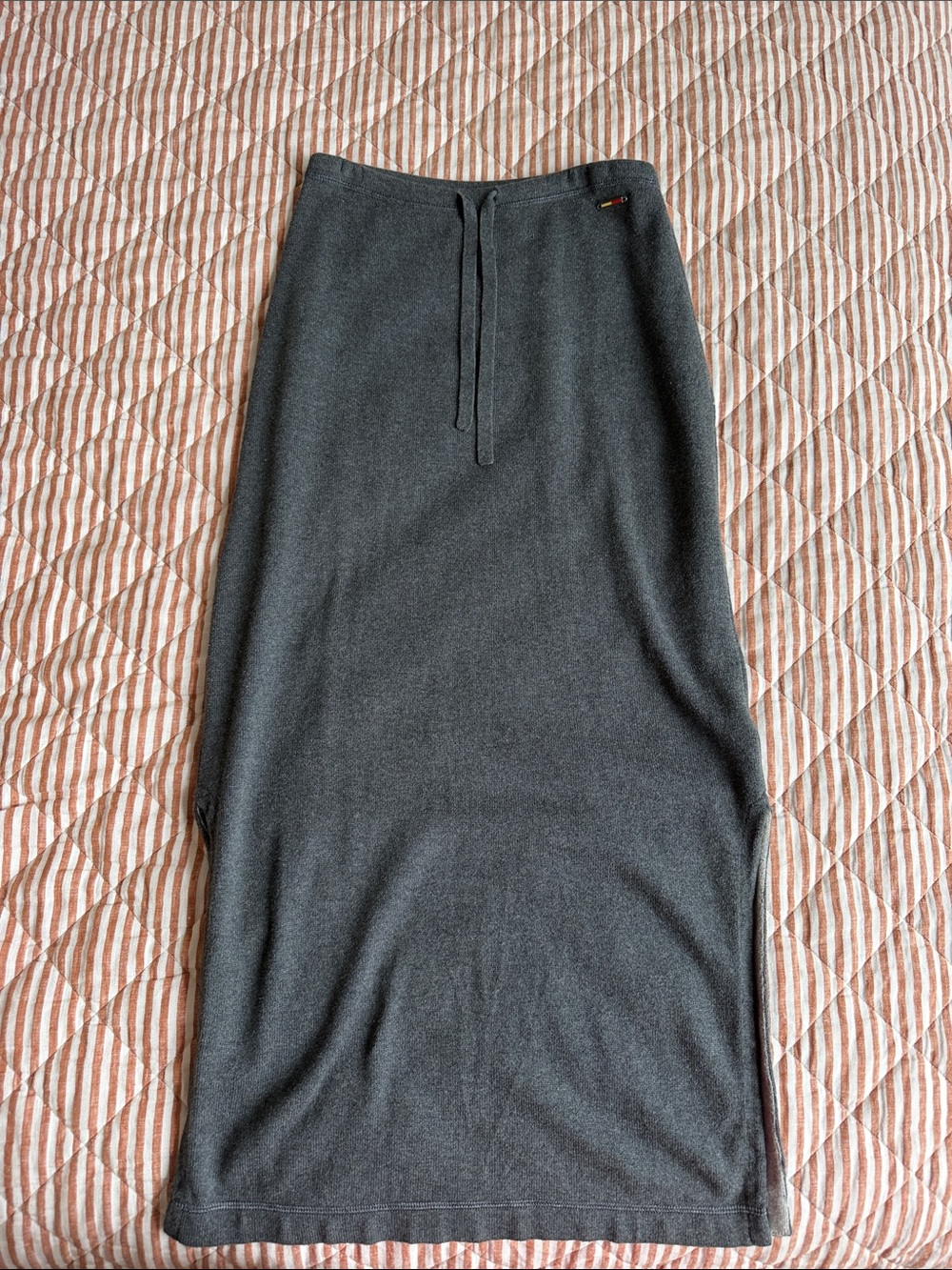 Vintage Tommy Hilfiger Dark Gray Knit Maxi Skirt Size Small 100% Cotton